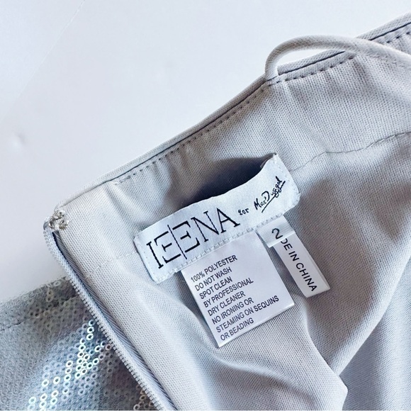 Mac Duggal Ieena Fully Sequined Plunging Trumpet Gown Shimmering Ice - Picture 12 of 13